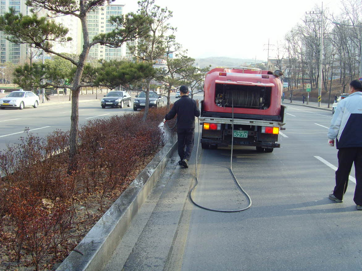 가로수 세척